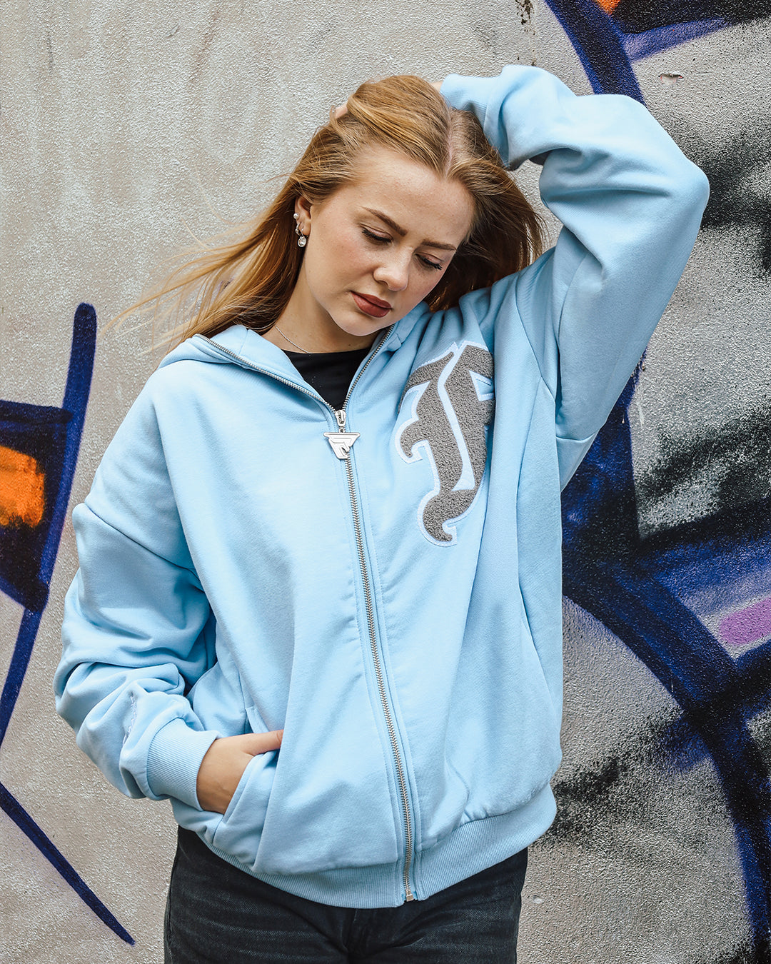 FULL ZIP MIKINA - BABY BLUE